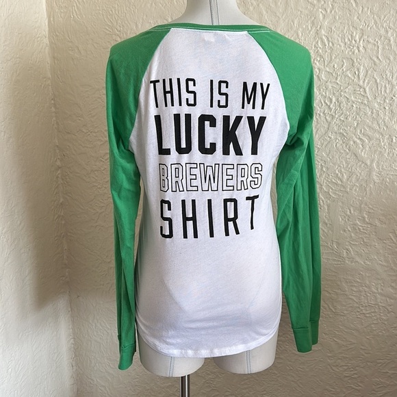 Victoria’s Secret Pink MLB Milwaukee Brewers T-Shirt Bundle Sequin Bling Green L - Picture 10 of 15